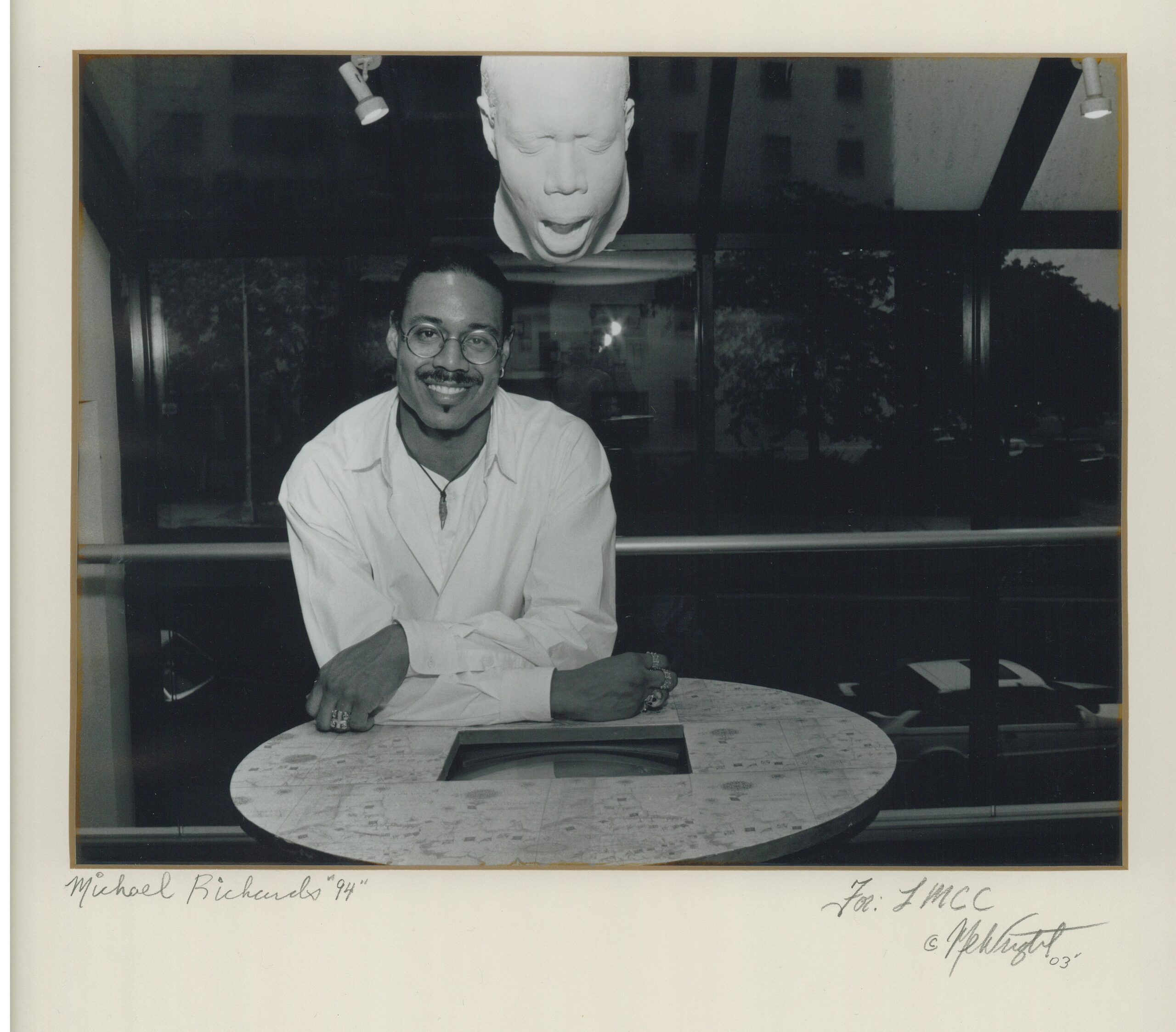 Michael Richards with "Consume," 1994. Photograph taken at The Bronx Museum of the Arts.